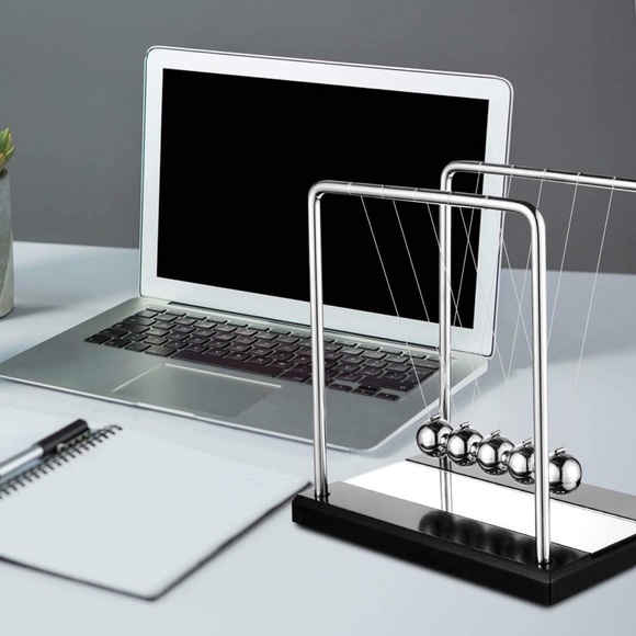 Newton's Cradle Desk Table Decor Metal Pendulum Balance Ball Physics Science - Picture 5 of 7